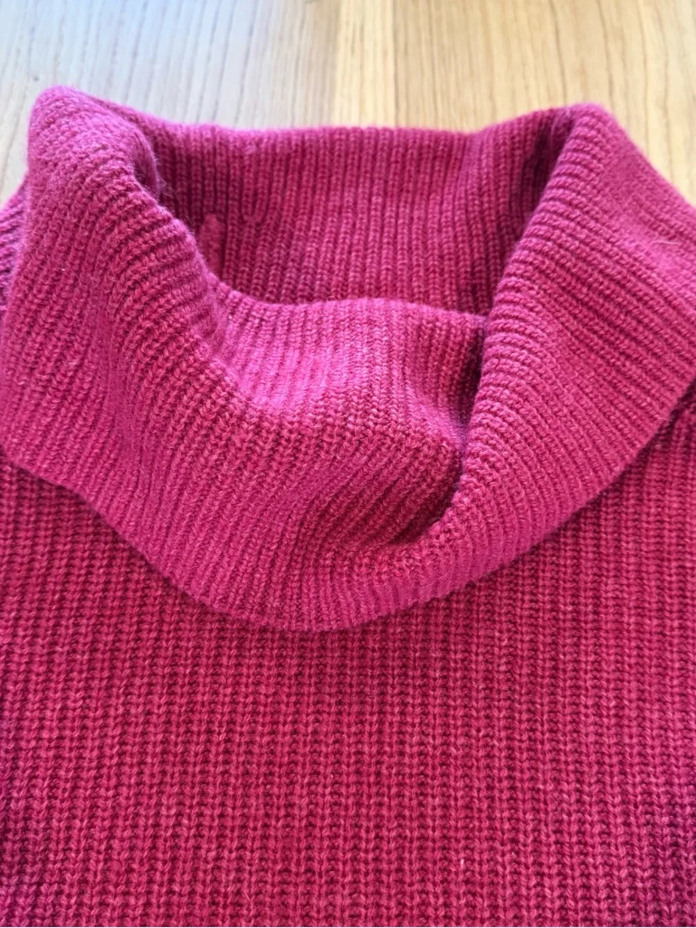 Women's Ribbed Turtleneck Sweater in Rasberry - Picture 2 of 7